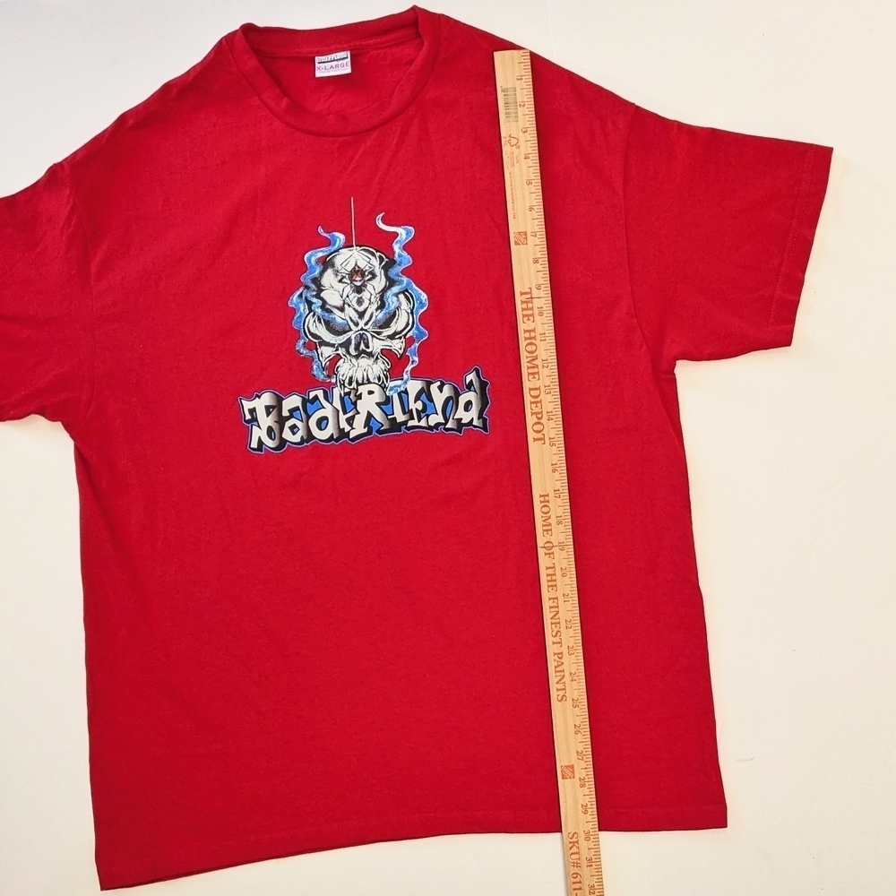 BadFriend Red Graphic Skull XL Cotton Short Sleeve T-Shirt - Picture 6 of 7
